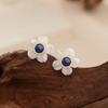 Flower s925 sterling silver stud earrings natural lapis lazuli new design sense small fresh sweet accessories women