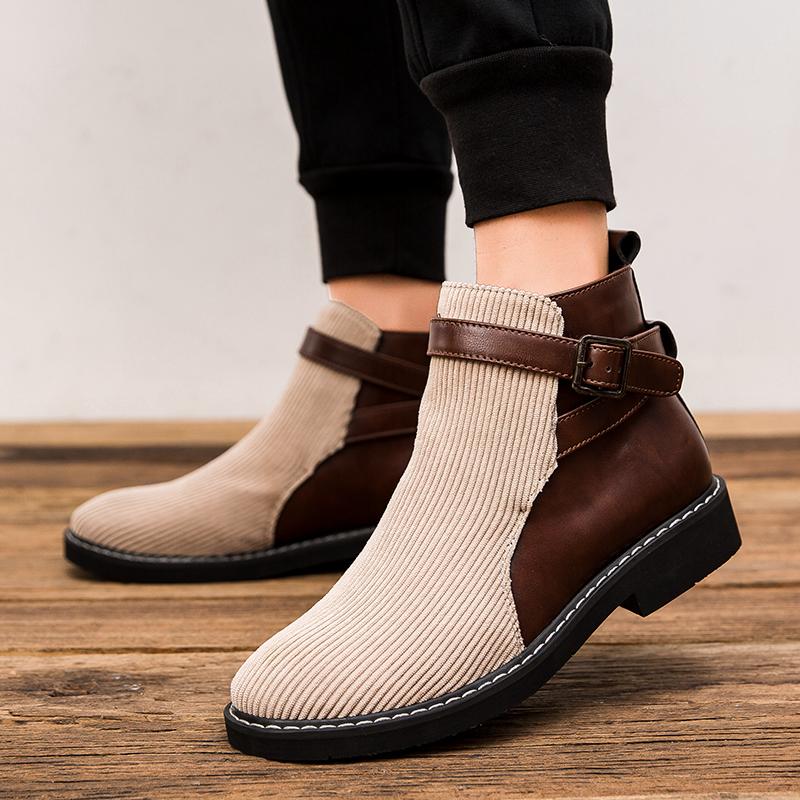 Man Outdoor Fashion Casual British Style Short Boot New High Top Boots Non Slip  Wear Resistant     Lightweight Men's Shoes