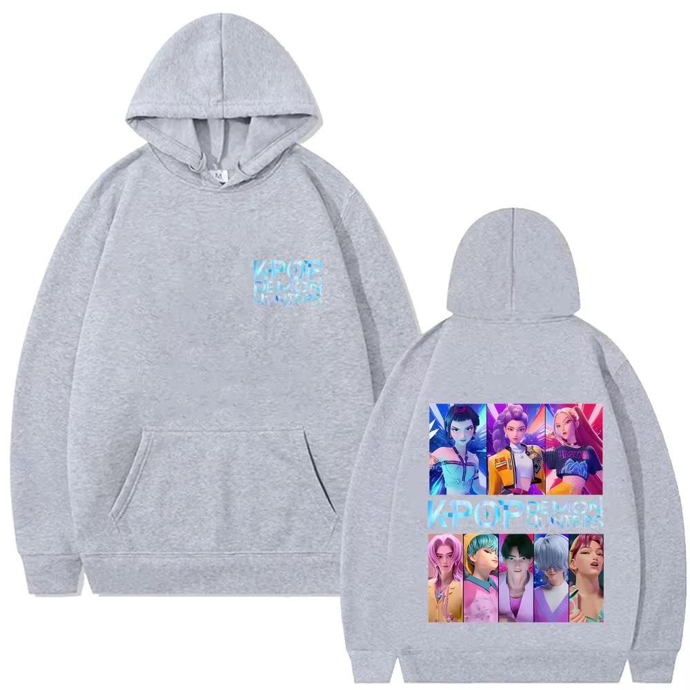 

K-pop Devil Hunter Fashion Printed Hoodie Warm and Comfortable Women and Men Casual Sporty Pullover for Autumn and Winter 3XL серый