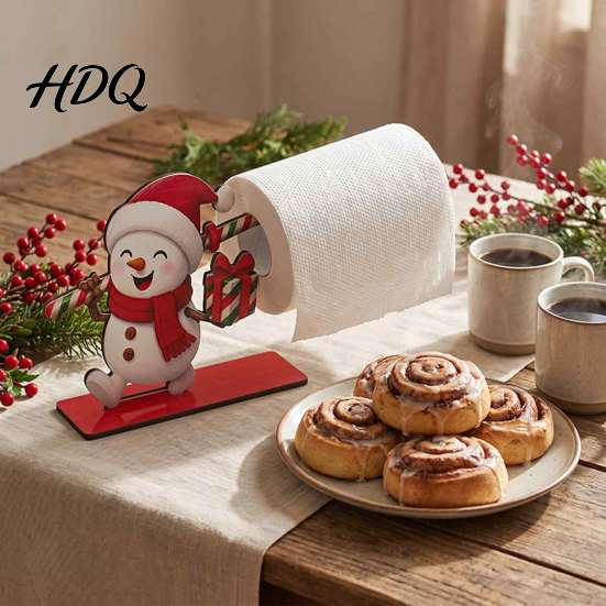 Solid Wood Paper Holder Christmas Wooden Napkin Holder Santa Snowman Reindeer Tabletop Tissue Reusable Holiday Kitchen Accessory Stand with