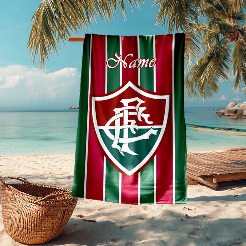 Custom Name Ultra-Soft Beach Towel with Fluminense FC Theme,Ideal for Pool - Camping, Diving - Perfect Travel Essential, Vibrant Beach Towel.