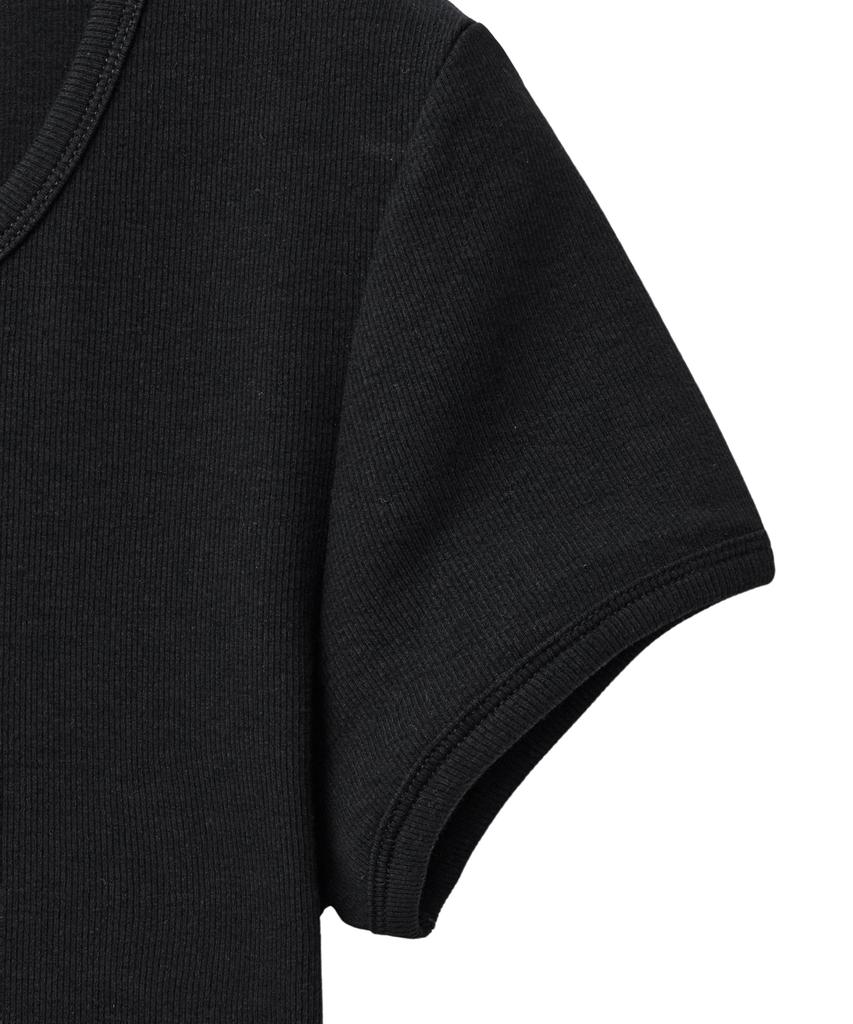 NOIRER FOR WOMAN Slim Ribbed T-Shirt (Black)