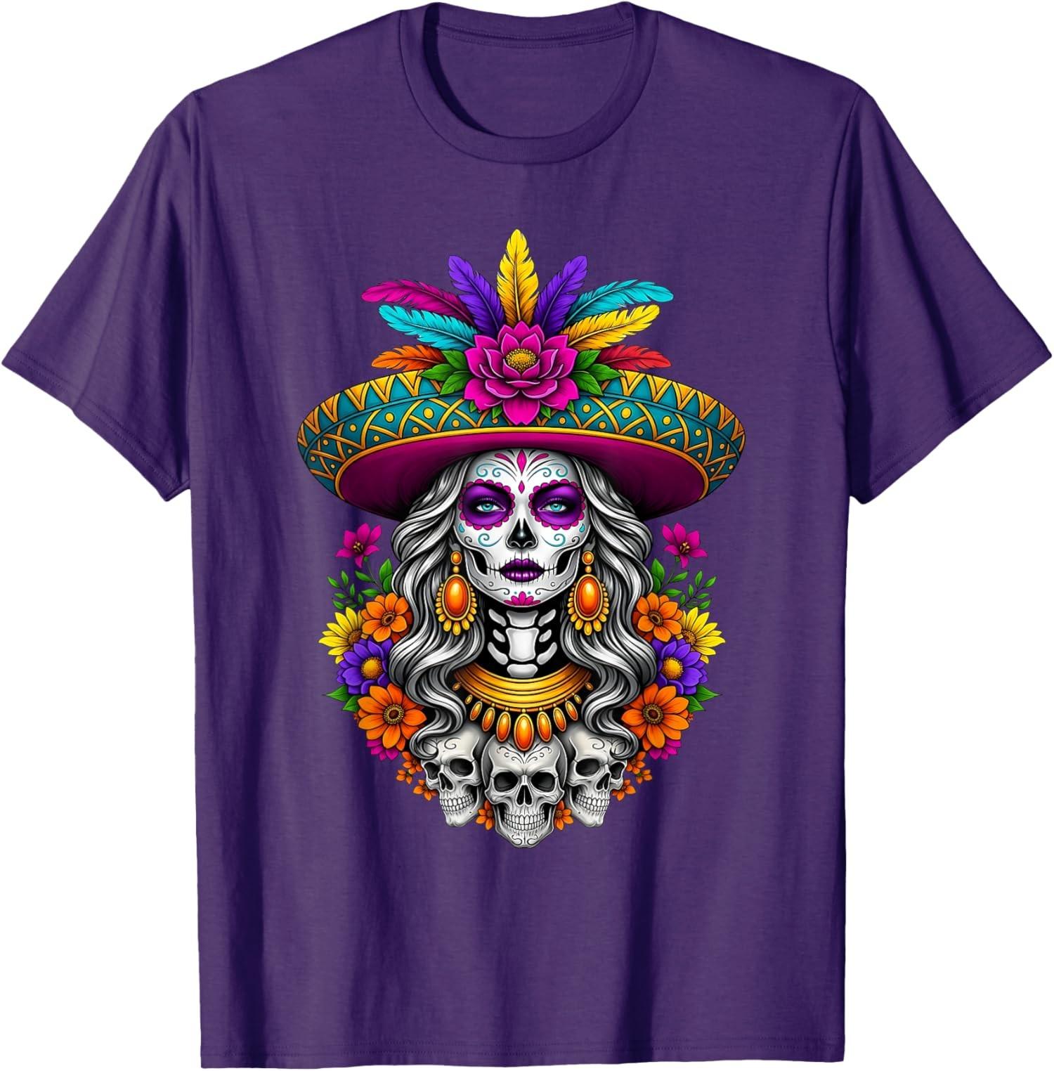 

Dia De Los Muertos Day of The Dead Sugar Skull Unisex T-Shirt 5XL різнокольоровий
