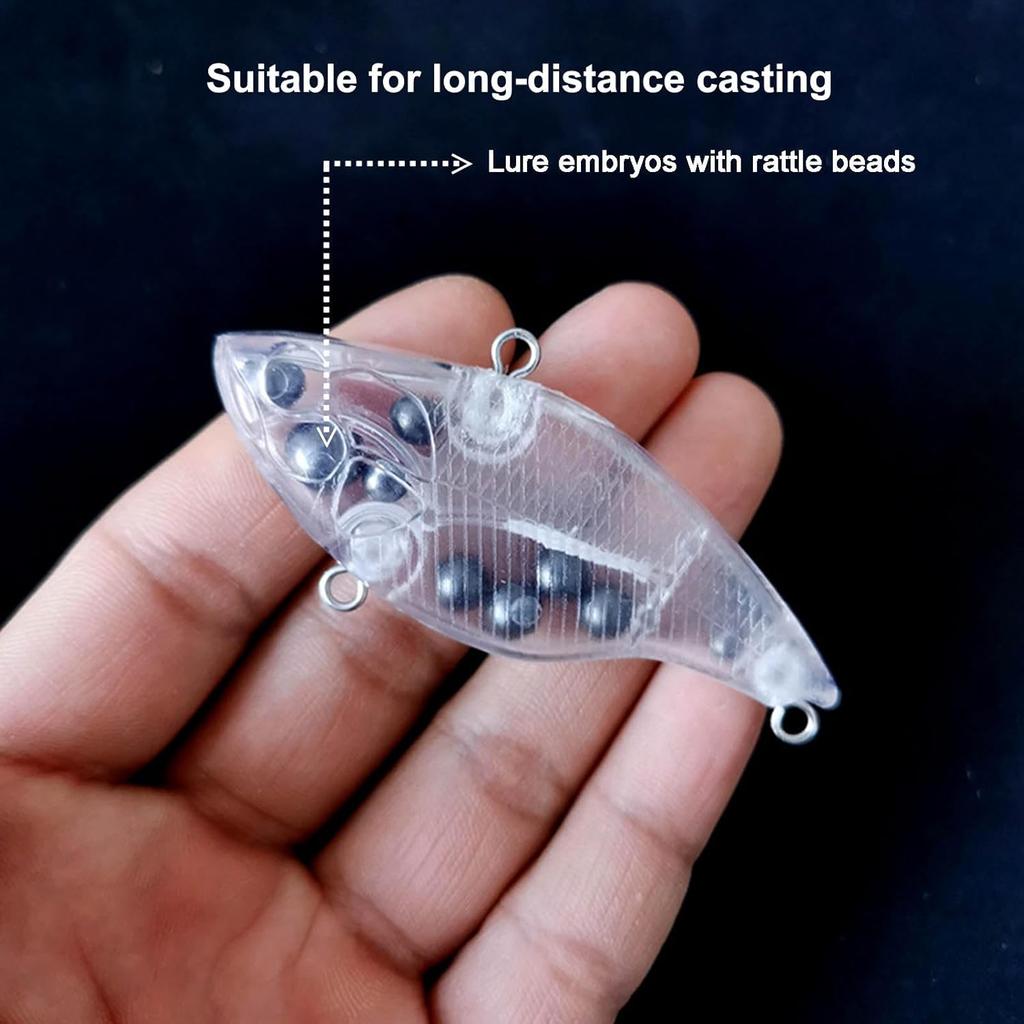 15PCS Fishing Blanks Lures Kit - DIY Topwater Swimbait & Crankbait Set for Bass, Salmon, Trout - Ideal for Saltwater Freshwater Fishing,Transparent
