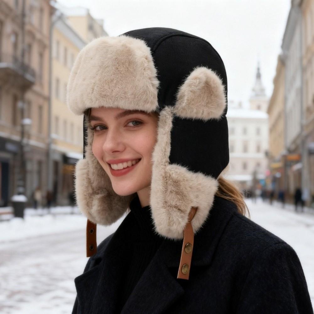 Thickened Winter Plush Hat Fleece Earflap Hat Fashion Ear Protective Hat Women