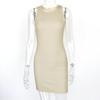 Sommer Ärmellos Sexy Tasche Hüfte Kurz Kleid Einfach Schlankmachend Tanktop O-Ausschnitt Mini Kleider Basic Mode Bodycon Party Elegant Kleidung