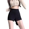 Women's Black High-Waisted A-Line Bootcut Shorts - Sexy, Hip-Lifting, Side Zipper for Spring & Autumn 2024