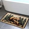 Bear Rug Mat Farmhouse Bathroom Rugs Animal Brown Bear Forest Trees Rustic Cabin Carpet Camping Bath Rug Sets for Bathroom Bedroom Kitchen Outdoor