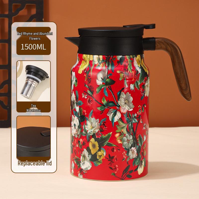 

Large Capacity Stainless Steel Tea Pot with High Appearance and Insulation, National Dynasty Design, Customizable Water Separator 1500ml