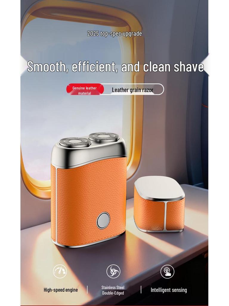 WITZIO Portable Electric Shaver - Washable, Mini Leather Shell Razor Gift Set for Men