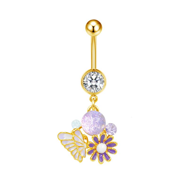 Gaibei Stainless Steel Star Bow Cat Paw Navel Ring