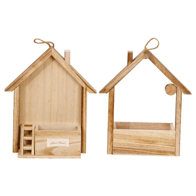 Kreativer Hängeblumenkorb aus Holz für Wohnzimmerdekoration