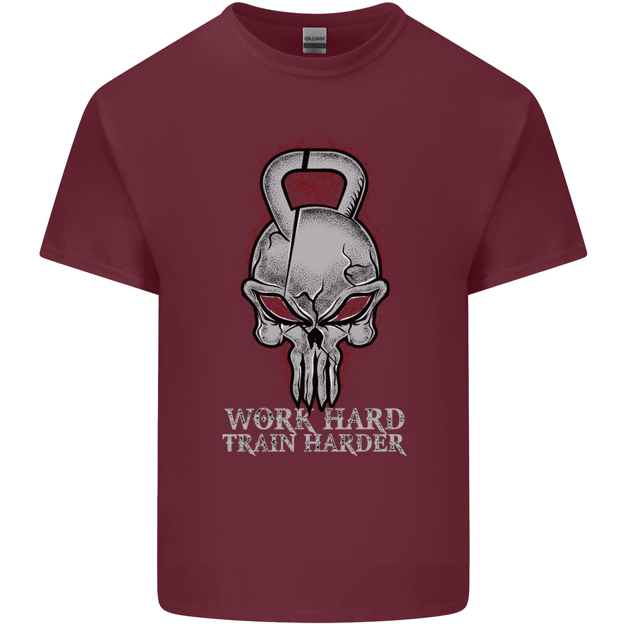 Work Hard Train Harder Training Top Workout Unisexs Light Cotton TShirt S