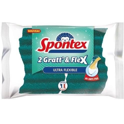 Éponges - SPONTEX - Lot De 2 - Gratt' & Flex - Ultra Flexible - Non Rayante