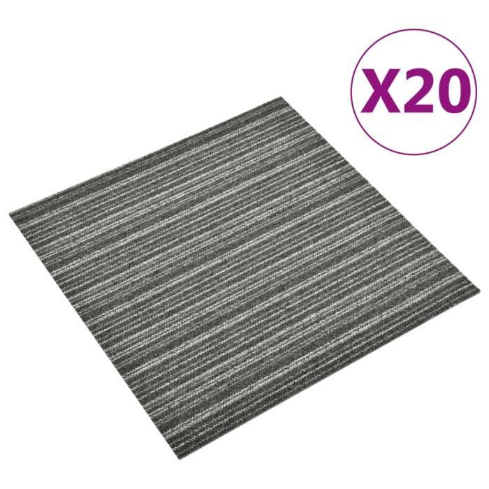 Dalles de tapis de sol - vidaXL - Anthracite rayé - 50x50 cm - 20 pcs - 5 m²