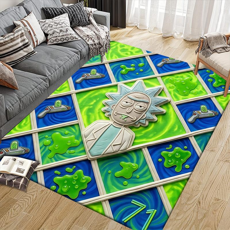 Rick Home Sofa Decoration for Living Room & Bedroom, Non‑Slip Play Flannel Floor Mat for Game Room