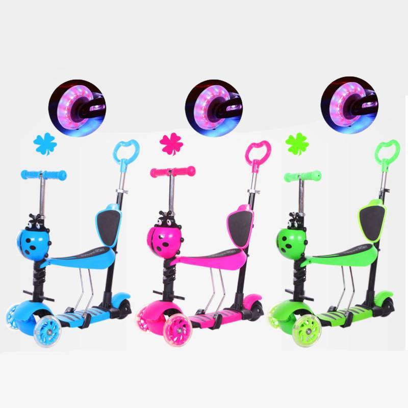 Scooters Adjustable Childrens Height Led Flashing Simple Cute Removable Seats