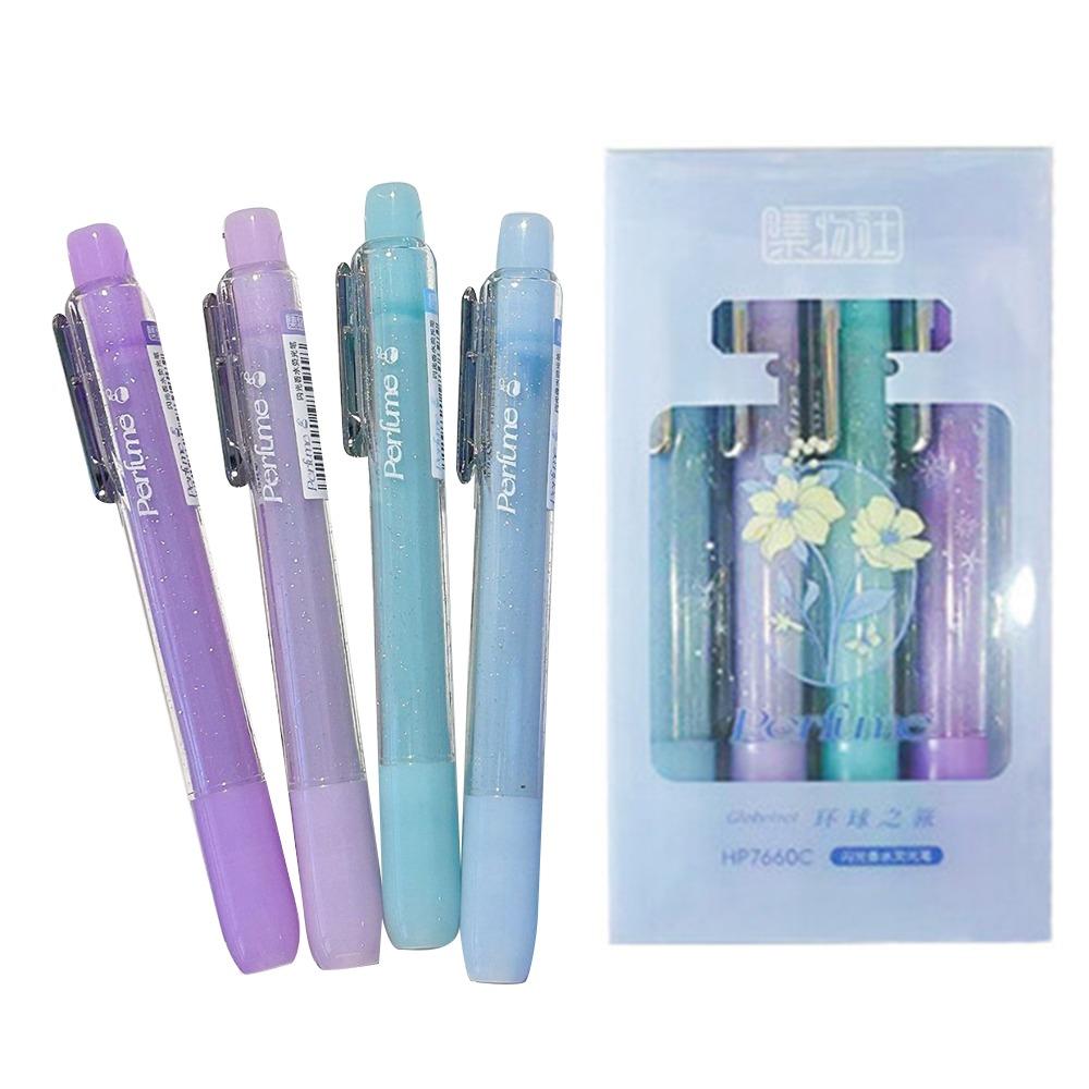 4Pcs Multifunctional Color Glitter Highlighter Mark Key Points DIY Art Colorful Gel Pen Set Color Marker Pen Students