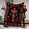 1PC Orthodox Cross Art Faith-printed Flannel Blanket Soft and Warm Suitable for Home Travel Picnics Camping and RV Use