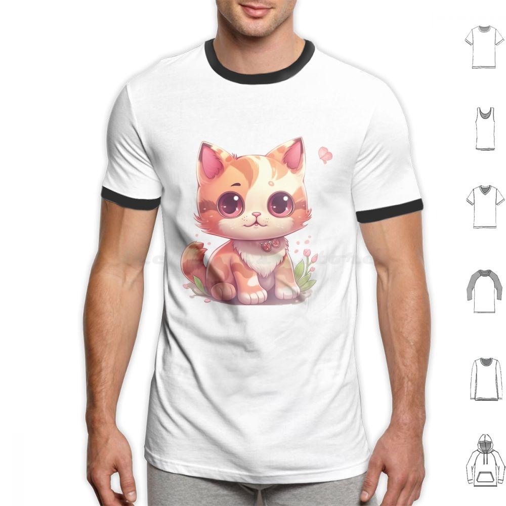 Kawaii Charming Kitty T Shirt Men Women Kids 6xl Cute Cat Illustration Cartoony Cat Design Meowing Cat Art Playful Cat