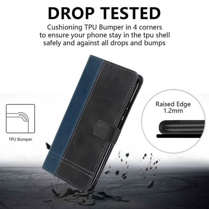 Coque de protection - booling - samsung galaxy a55 5g - effet cuir bicolore - bleu marine - semi-rigide
