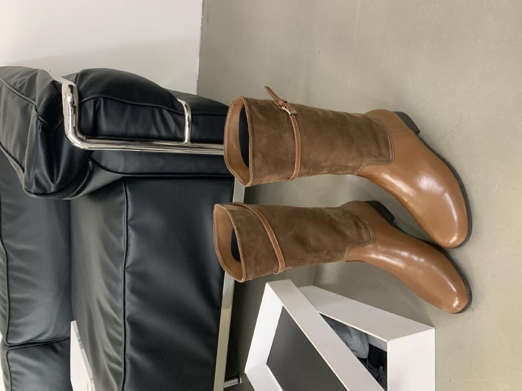 2025 autumn and winter new fashion versatile with long boots women's side zipper thick heel knight boots niche retro west