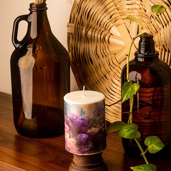 Scented Pillar Candle for Home Decor & Gifting – Lavender Scented | Set of 1 – 3X4 Inch – Designer Candle | Soy Wax – 390gm |