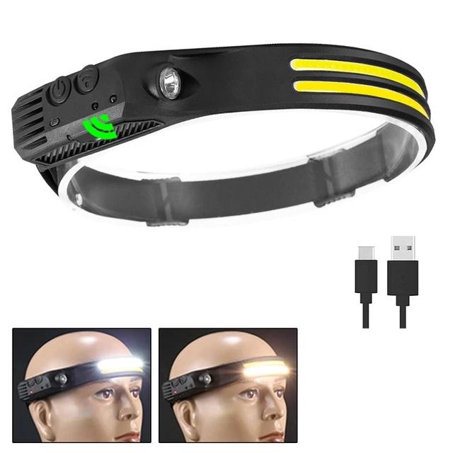 Novo Farol LED COB Multimodo com Sensor Bateria Embutida Recarregável por USB À Prova d'Água Lanterna para Acampamento ao Ar Livre Pesca
