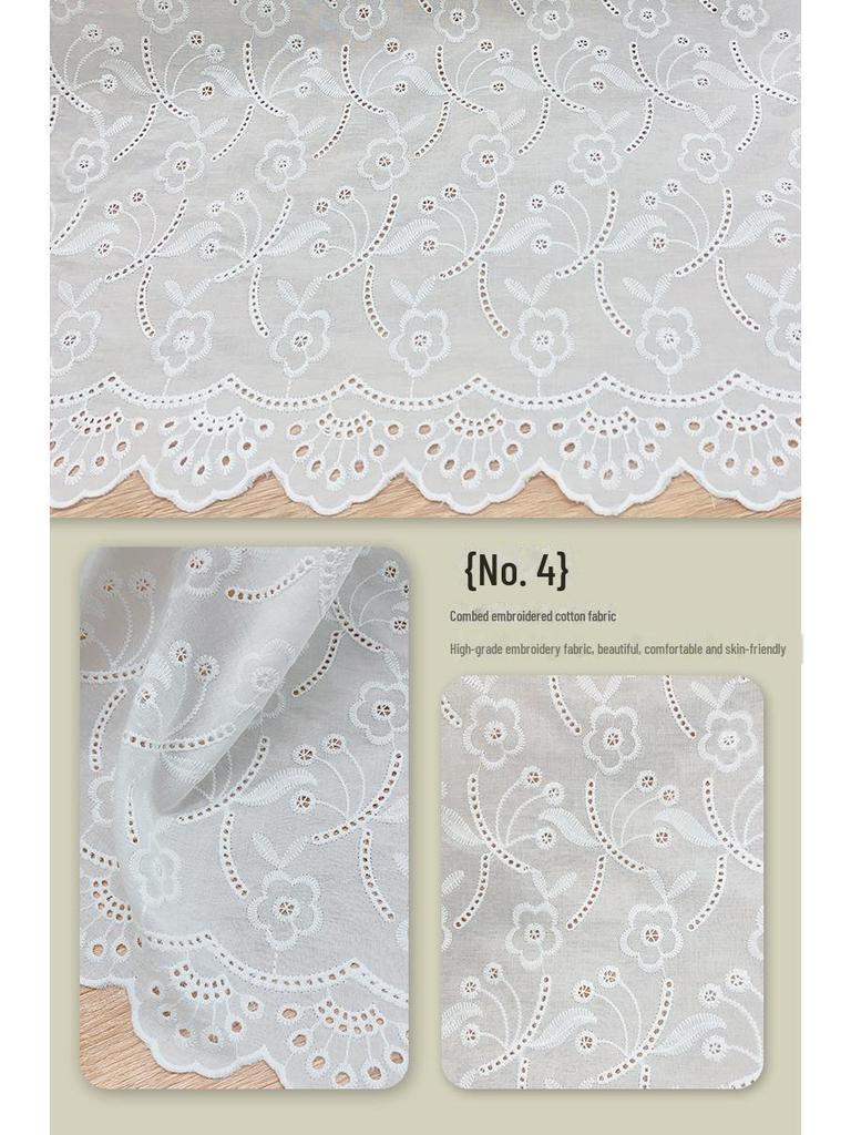 Wavy Edge Embroidered Cotton Fabric for Dresses, Kids' Clothing, Home Textiles, Tablecloths, and Shirts