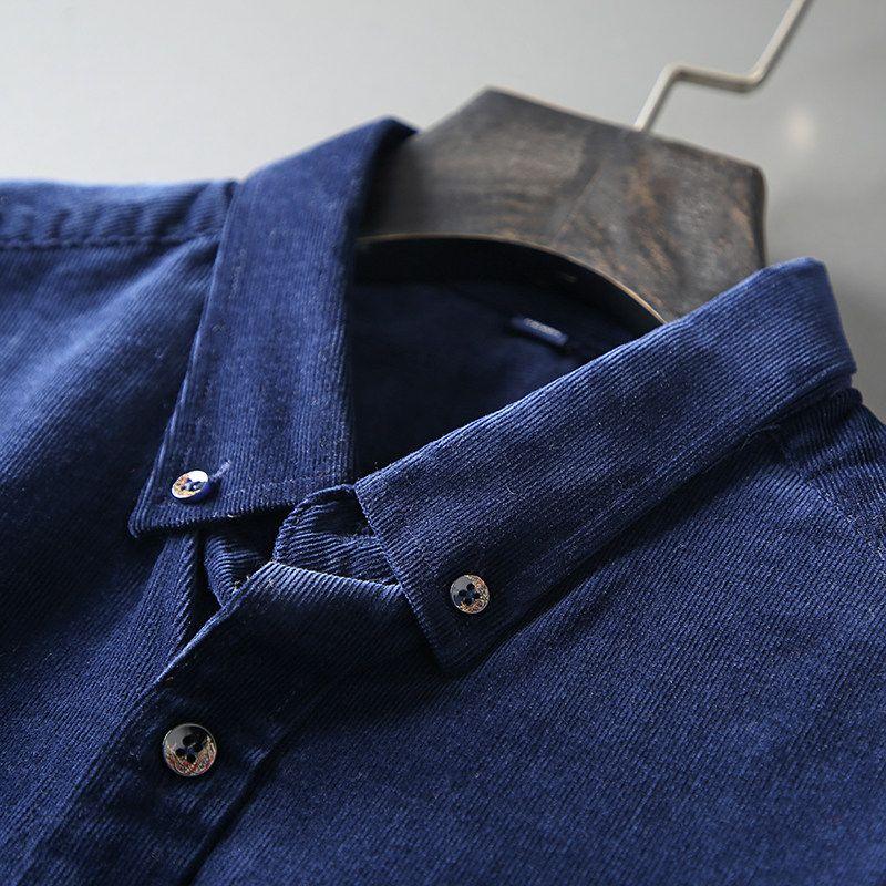 Export Tail Single Men's Cut Label Cattle Goods Pure Cotton Corduroy Shirt Long Sleeves Ins Handsome Export Original Single Men's Shirt
