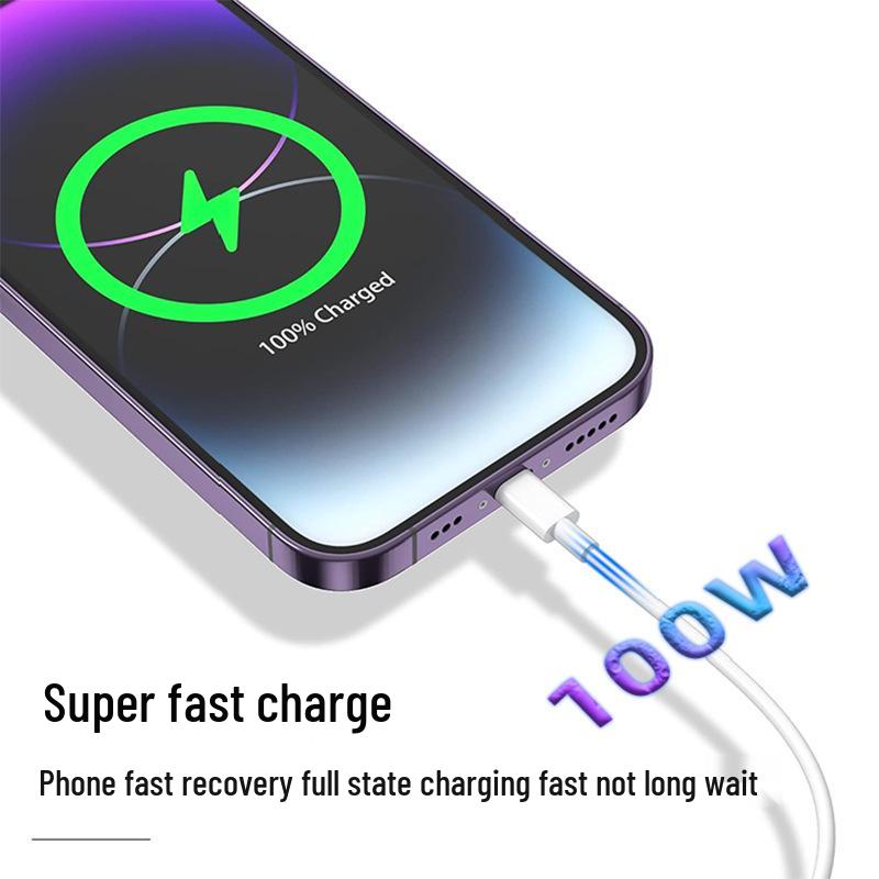 100W Fast Charging Double Type-C PD Data Cable, 5A C to C for Mobile Phones & Tablets