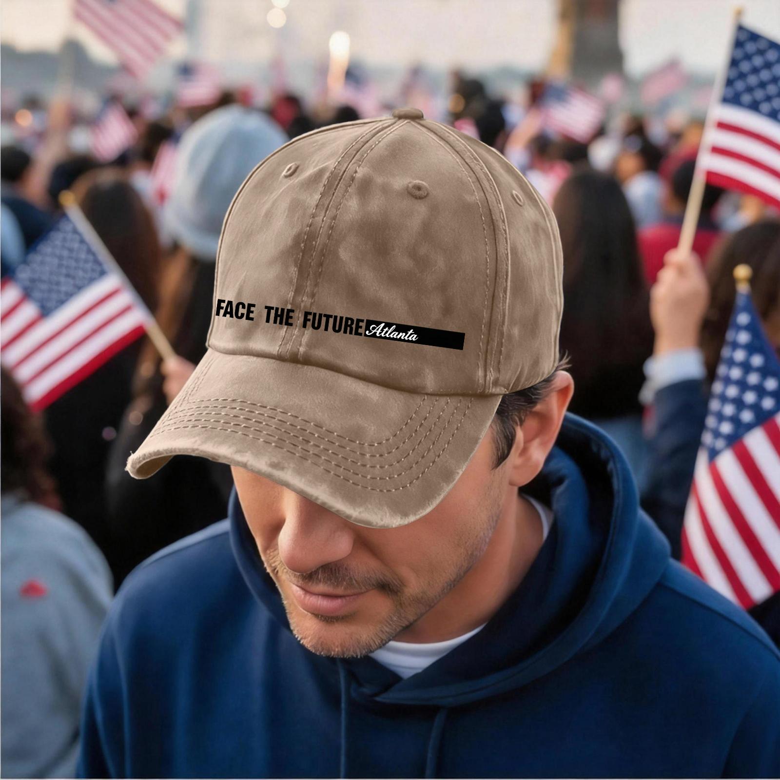 Men s and women s distressed washed casual baseball caps, trendy letter patterned hats One Size