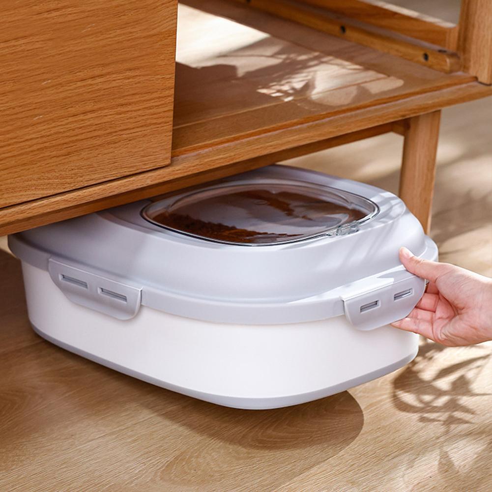 Collapsible Dry Cat Food Box 20-30LB Foldable Cat Food Bucket Large Capacity Flour Multigrain Rice Barrel Box with Lid & Wheels