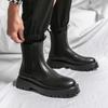 Stiefel Herren Schwarz PU Dicke Sohle Langlebig Ein Fuß Business Hochwertige Chelsea Boots Outdoor Trainingsstiefel Größe 38-44 Herrenstiefel