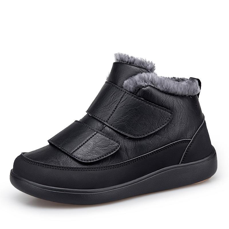 Women Snow Boots Hook‑and‑Loop Men Warm Short Booties Waterproof Non‑Slip Winter Cotton Shoes for Outdoor Walking Big Size 36-47
