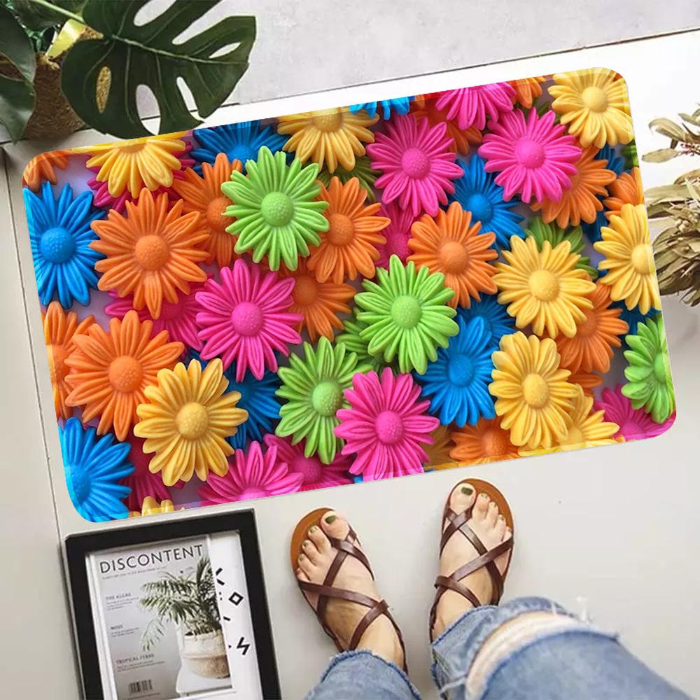 Enchanting Flowers Door Mat with Suitable for Soft In Bedrooms Living Rooms Garden Entrances Room Decor Indoor and Outdoor Use