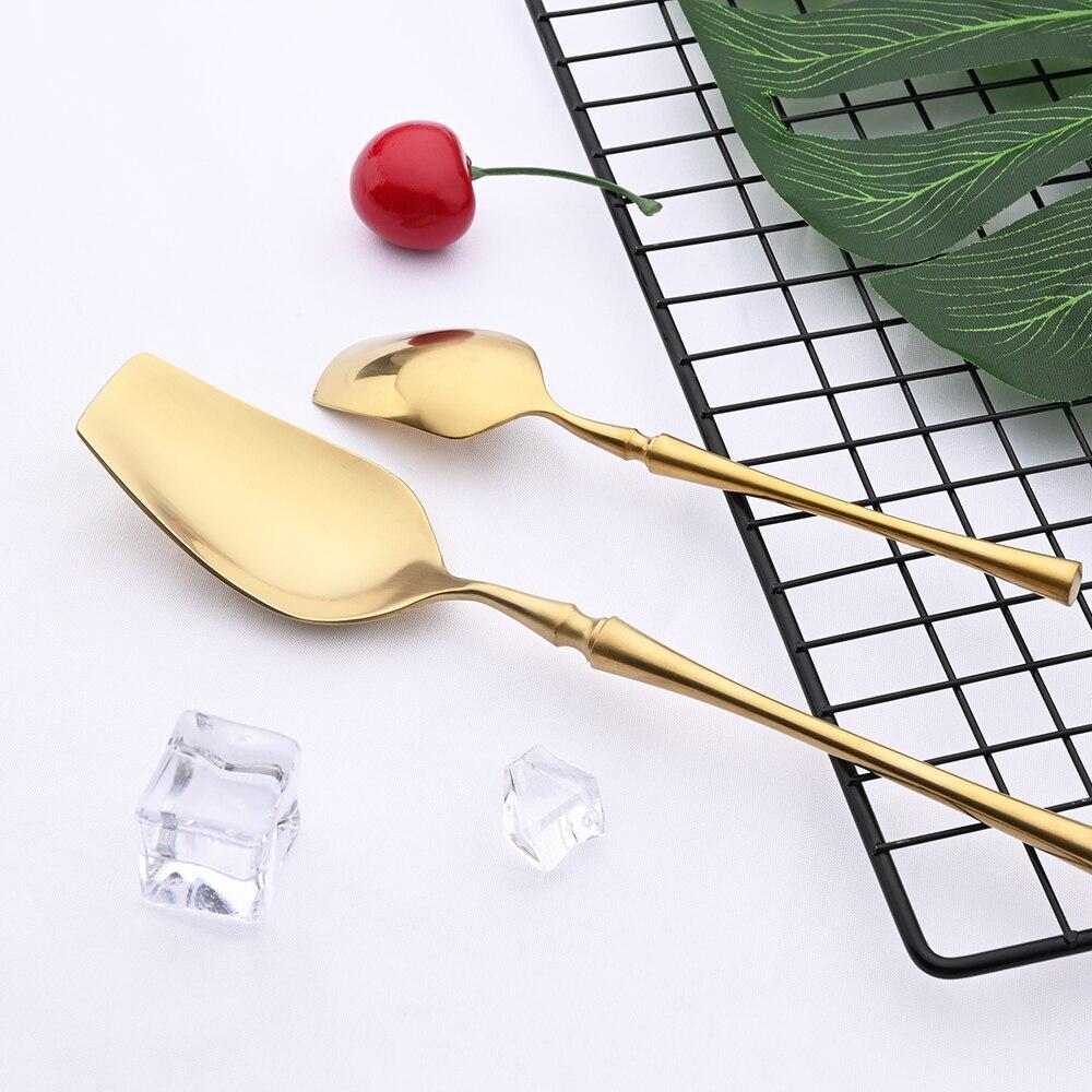 4Pcs Gold Cutlery Set 304 Stainless Steel Tableware Dinnerware Set Matte Knife Fork Spoon Flatware Luxury Fashion Silverware Set