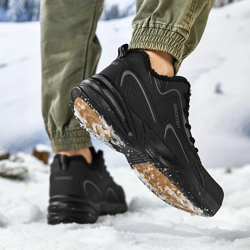 Luxury Men’S Snow Winter Shoots Warm Casual Sneakers Fashion Leather Waterproof Sport Running Shoes Men Nonslip Tenis