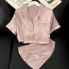 High-Quality Pajamas Can Be Worn By Women With Ice Silk Short Sleeves, Elegant And Sweet Casual Loungewear