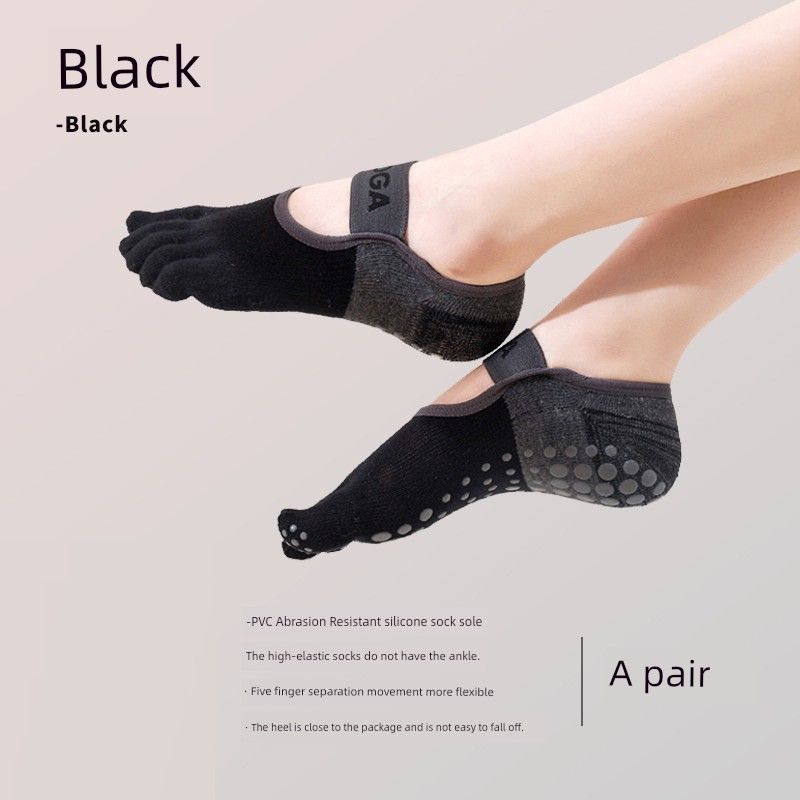 

Летние носки для йоги Носки для пилатеса Профессиональные нескользящие носки Женские носки с пальцами Носки для фитнеса Носки для аэробики в помещении Спортивные носки Black