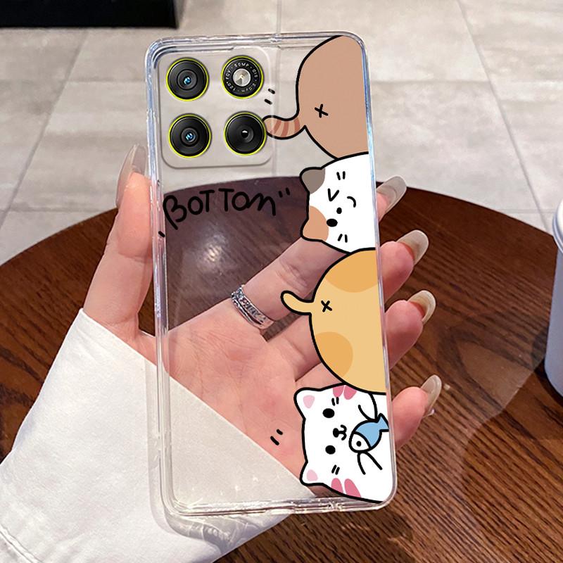 Jelly Casing For Motorola Edge 70 Clear Silicone Soft TPU Back Cover Cute Cat Rabbit Heart Phone Case