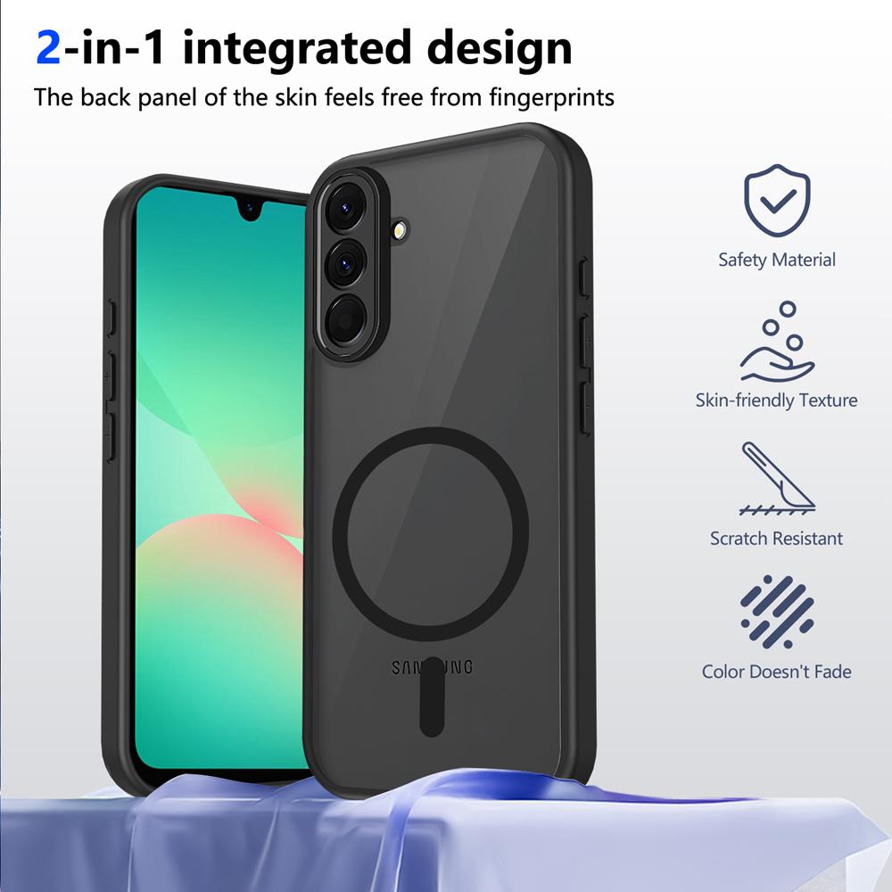 KEYSION Magnetic Phone Case for for Samsung A57 5G A37 Silicone+PC Matte Translucent Shockproof Back Cover for Galaxy A37 A57 5G