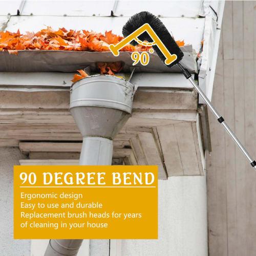 10.1ft Gutter Cleaning Brush, Gutter Cleaning Tool, Roofing Guard Cleaner Tool with Telescoping Extension Pole, Easily Remove Leaves and Debris from t