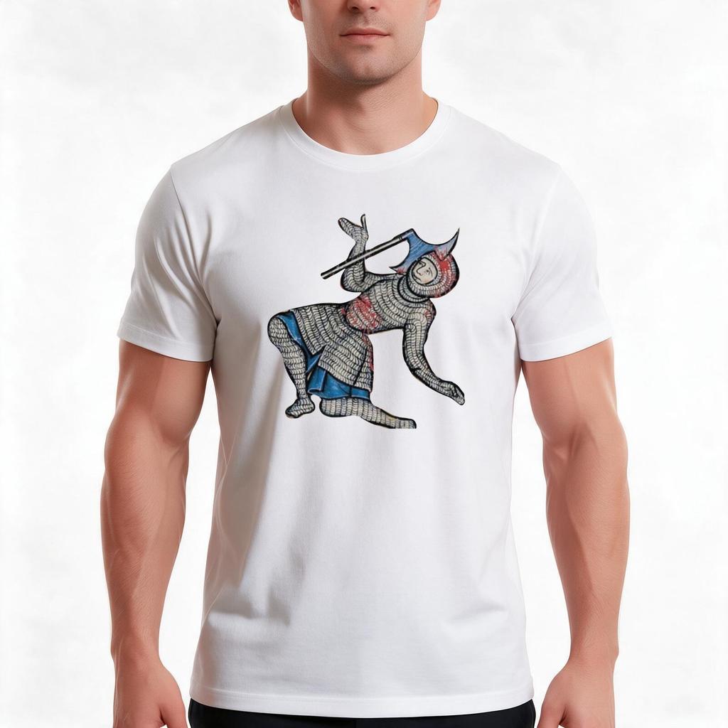 Mittelalterlicher Ritter Meme T-Shirt Sommer Lässig Baumwolle T-Shirt Übergroß Streetwear Oberteile Vintage Grafikdruck Lockere Passform Kurze Ärmel