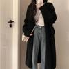 Autumn and winter medium and long sweater jacket loose lazy style design sense casual temperament niche knitted cardigan women
