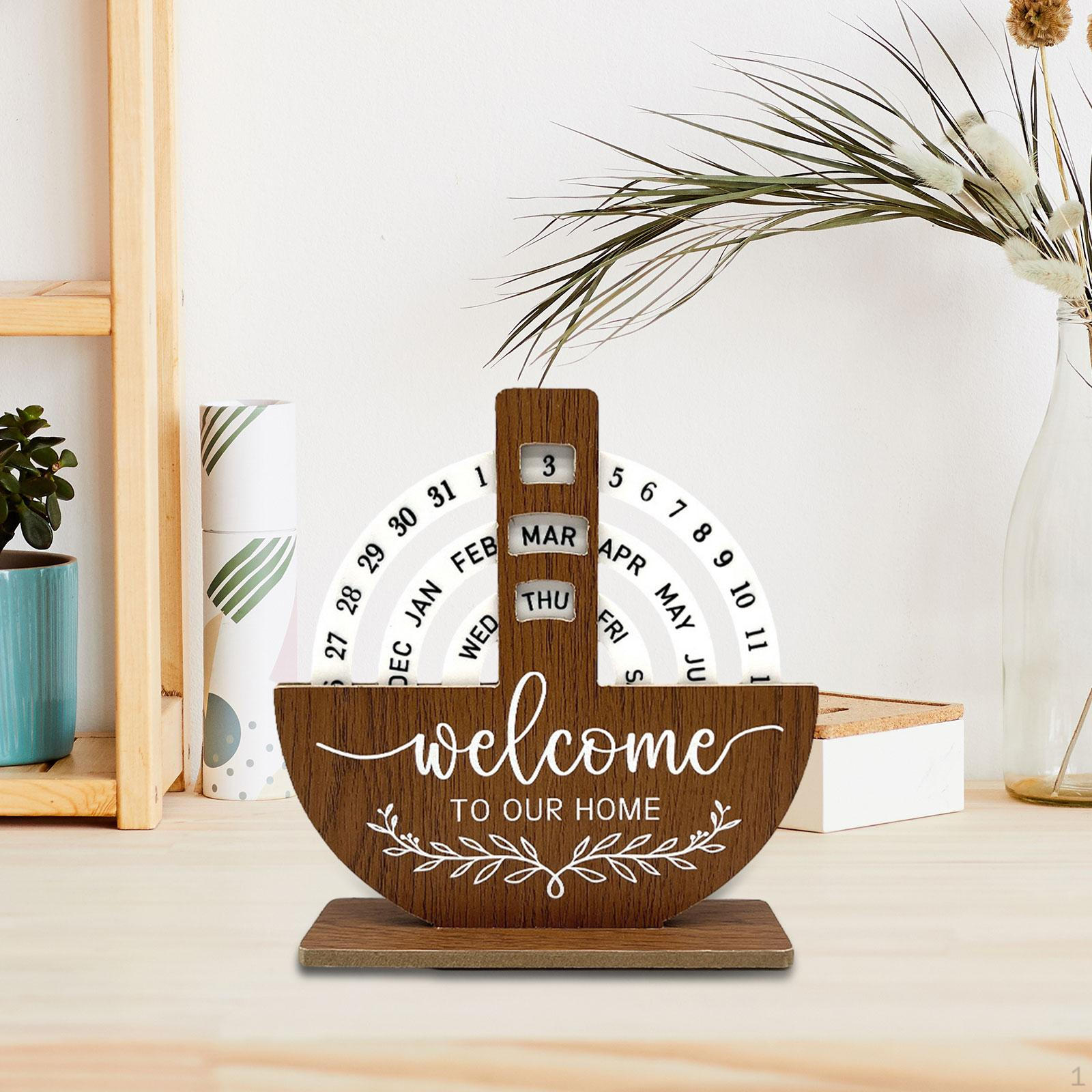 

Обертовий дерев яний дисковий календар для відображення місяця, тижня, дня на столі Semicircle