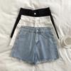 Women's Summer Korean High Waisted Denim Shorts Basic Button Pocket Denim Shorts Street Denim Pant