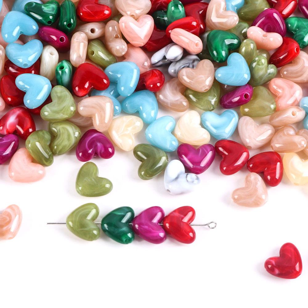 Acrylic Smudge Love Beaded Imitation Jade Straight Hole Bulk Diy Necklace Bracelet Hairpin Jewelry Accessories Material