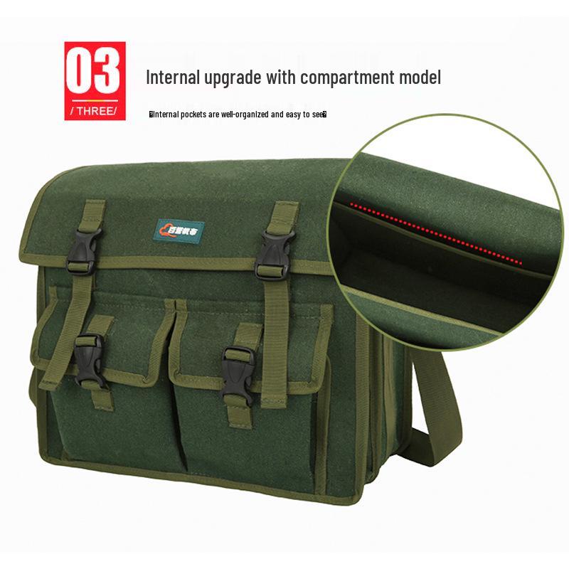 Enhanced Wear-Resistant Canvas Tool Bag for Woodworking, Plumbing, Electrical Maintenance - Multi-functional and Durable Storage Pouch.