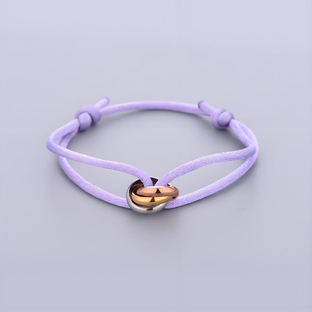 Trinity Bracelet Stainless Steel Circle Women's Bracelet Different Colors of Rope Classic Popular Tricolor GradientJewelry